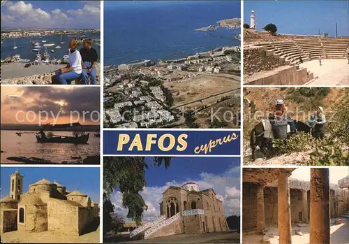 Paphos Fliegeraufnahme Hafen Freilichttheater Kirchen Kat. Paphos Cyprus