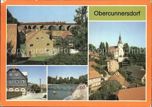 Obercunnersdorf Loebau Viadukt Hauptstrasse Freibad Kirche Kat. Obercunnersdorf Loebau