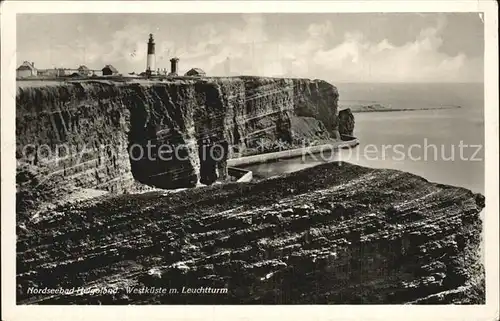 Helgoland Westkueste mit Leuchtturm Kat. Helgoland