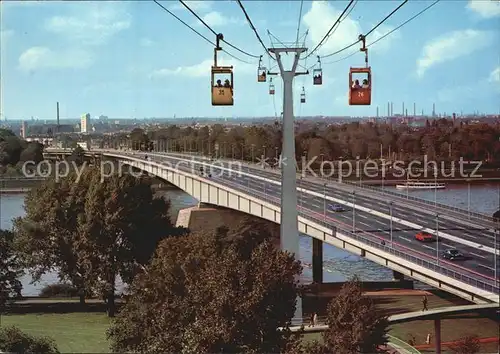 Koeln Rhein Zoobruecke mit Rheinseilbahn Kat. Koeln