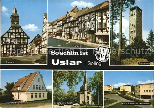 Uslar Solling Rathaus Lange Str Sollingturm Jugendherberge St Johannis Kirche Albert Schweitzer Kinderdorf Kat. Uslar