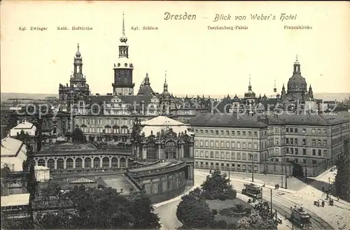 Dresden Zwinger Schloss Taschenberg Palais Frauenkirche Strassenbahn Kat. Dresden Elbe