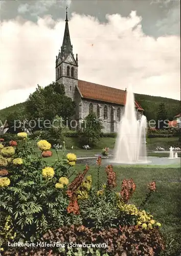 Hoefen Enz Kirche Fontaene Kat. Hoefen an der Enz