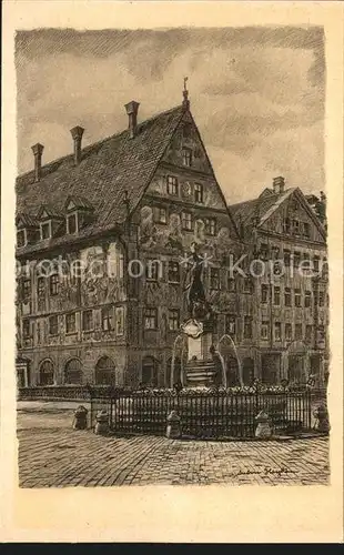 Augsburg Weberhaus Merkurbrunnen Kat. Augsburg