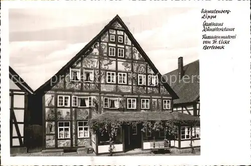 Schwalenberg Gasthaus Kuenstlerklause Fassadenmalerei Eicke Berlebeck Kat. Schieder Schwalenberg