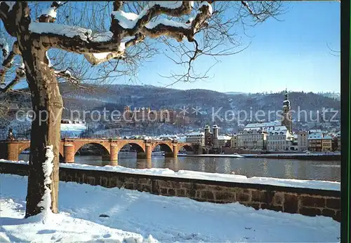 Heidelberg Neckar Bruecke und Schloss im Winter Kat. Heidelberg