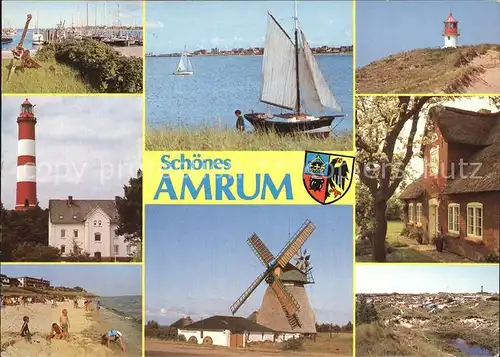 Amrum Hafen Strand Windmuehle Wohnhaus Leuchtturm Segeln Kat. Nebel