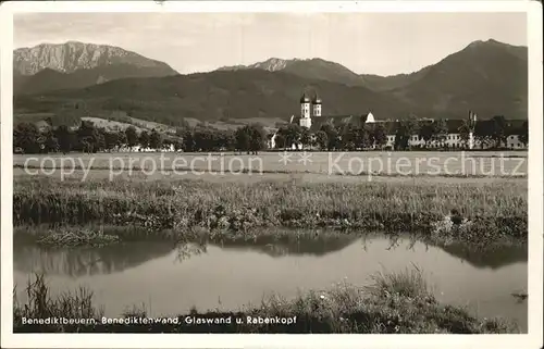 Benediktbeuern Panorama gegen Benediktenwand Glaswand Rabenkopf Bayerische Voralpen Kat. Benediktbeuern