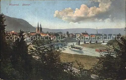 Hoexter Weser Wesertal Kirche Bruecke Panoram Kat. Hoexter