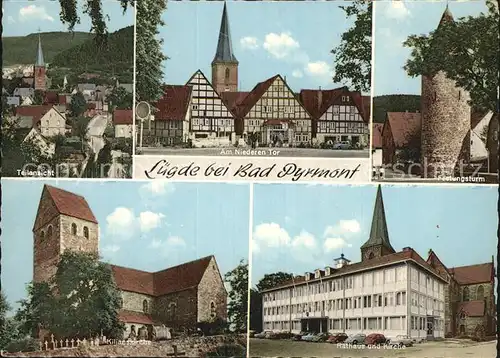 Luegde Rathaus Kriche Festungsturm Niederes Tor Kilianskirche  Kat. Luegde