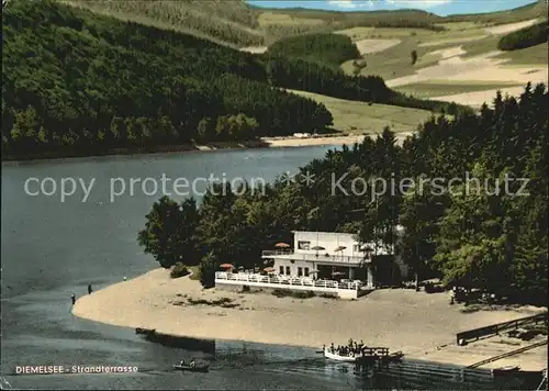 Diemelsee Strandterrasse Gaststaette Naturpark Fliegeraufnahme Kat. Diemelsee