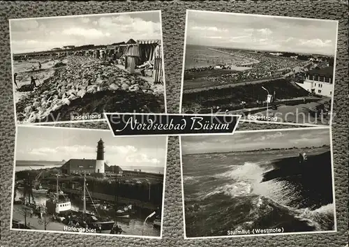 Buesum Nordseebad Badestrand Hafengebiet Leuchtturm Sturmflut Kat. Buesum