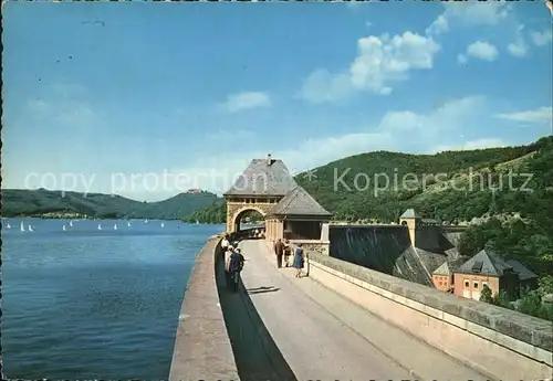 Edersee mit Sperrmauer und Schloss Waldeck Kat. Edertal