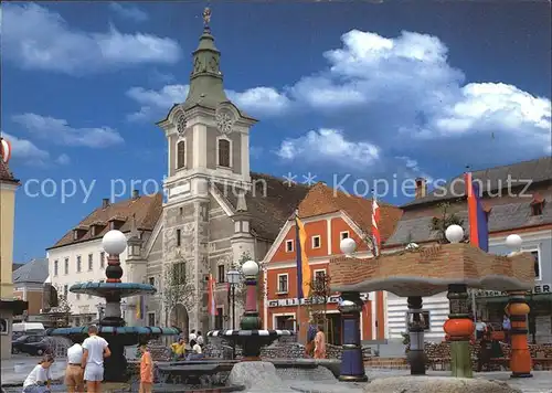 Zwettl Niederoesterreich Hundertwasserbrunnen Kirche Kat. Zwettl Niederoesterreich