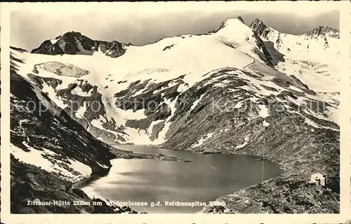 Zittauerhuette am Wildgerlossee mit Reichenspitze Kat. Wald im Pinzgau