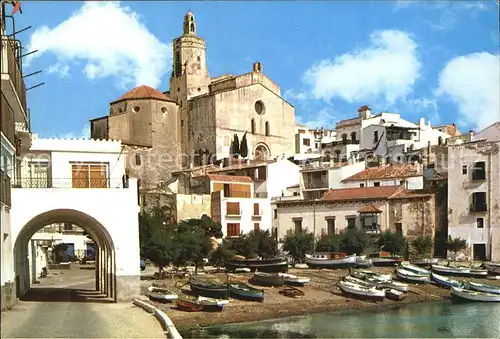 Cadaques Hafenpartie mit Kirche Kat. Costa Brava