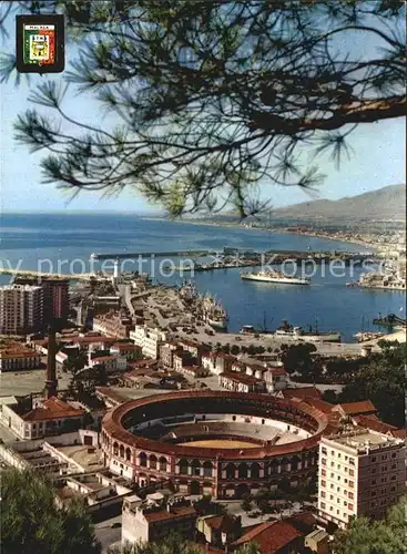 Malaga Andalucia Gesamtansicht mit Hafen Kat. Malaga