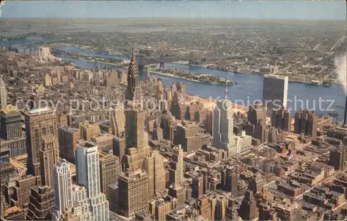 New York City as seen from the Empire State Building Chrysler Building United Nations Building East River