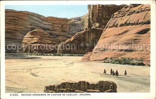 Arizona US State Navaho Horsemen in Canyon de Chelley