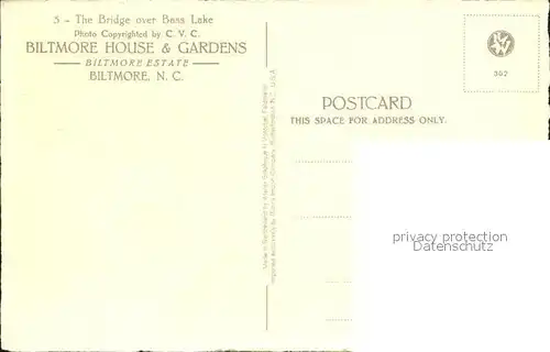 Biltmore North Carolina Biltmore House and Gardens Bridge Bass Lake 