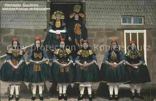 Trachten Hessen Hessen Schwalm Brautpaar Brautjungfern  /  /