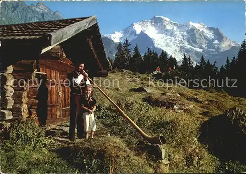 Alphorn Alphornblaeser Wengen Sennenbub Jungfrau Kat. Musik