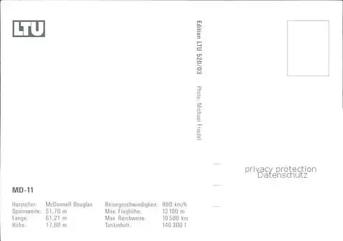 Flugzeuge Zivil LTU MD 11 McDonnell Douglas  Kat. Airplanes Avions