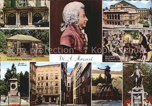 Mozart Wolfgang Amadeus Zauberfloeten Haeuschen Figarohaus Domgasse 5 Gevburtshaus Kat. Komponist