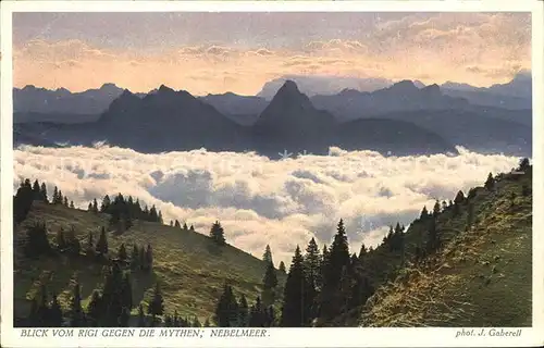 Foto Gaberell J. Nr. 5862 Blick vom Rigi Mythen Nebelmeer  Kat. Fotografie