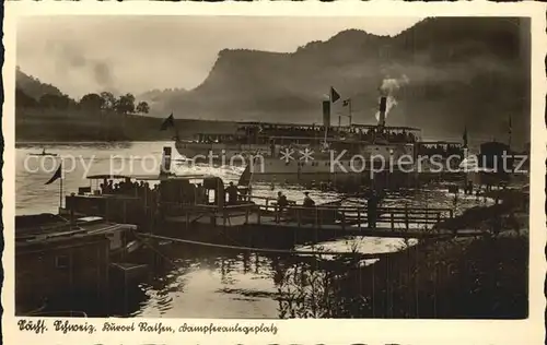 Dampfer Seitenrad Rathen Dampferanlegeplatz  Kat. Schiffe