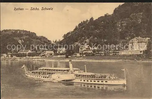 Dampfer Seitenrad Rathen Pension Strandblick Kat. Schiffe