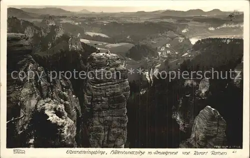 Foto Hahn Nr. 41 Rathen Elbsandsteingebirge Hoellenhundspitze Amselgrund Kat. Fotografie