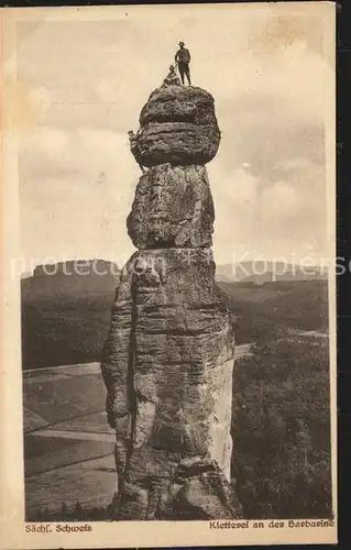 Klettern Bergsteigen Barbarine Saechsische Schweiz  Kat. Bergsteigen