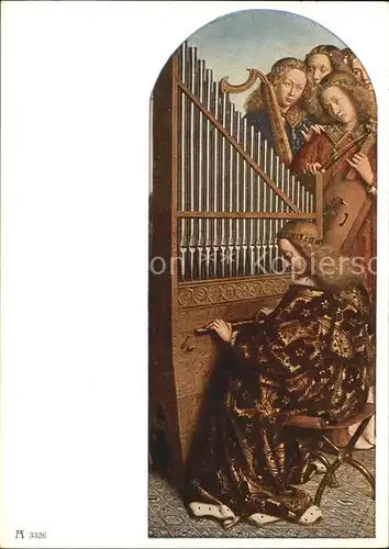 Verlag Ackermann Kuenstlerpostkarte Nr. 3326 Jan van Eyck Musizierende Engel  Kat. Verlage