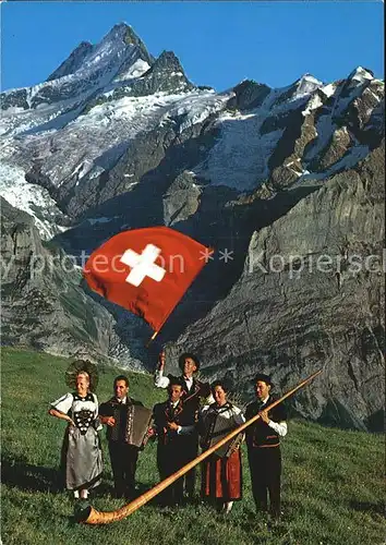 Alphorn Fahnenschwinger First Schreckhorn Kapelle Balmer Buebe Wilderswil Kat. Musik