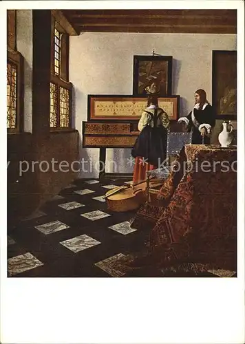 Verlag Bruckmann Nr. 216 Vermeer van Delft Die Musikstunde Kat. Verlage