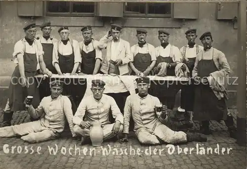 Militaria Soldatenleben Grosse Wochen Waesche der Oberlaender Gruppenfoto WK1