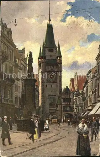 Hoffmann Heinrich Freiburg im Breisgau Kaiserstrasse Martinstor  Kat. Kuenstlerkarte