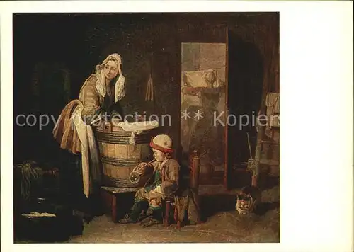 Kuenstlerkarte Alte Kuenstler Jean Baptiste Simeon Chardin Laundress  Kat. Kuenstlerkarte