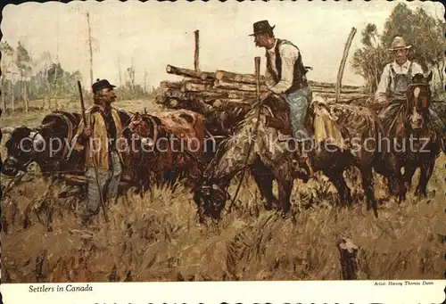 Kuenstlerkarte Harvey Thomas Dunn Settlers in Canada 1938  Kat. Kuenstlerkarte