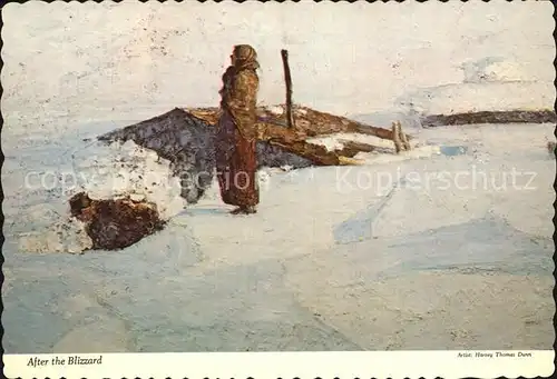 Kuenstlerkarte Harvey Thomas Dunn After the Blizzard  Kat. Kuenstlerkarte