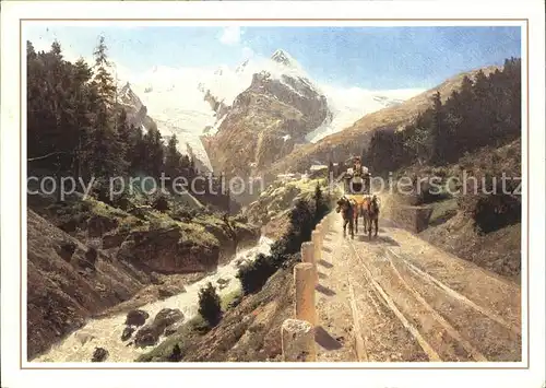 Postkutsche Alpenpost oesterreich Stilfser Joch Strasse Trafoi 1892 Kat. Post