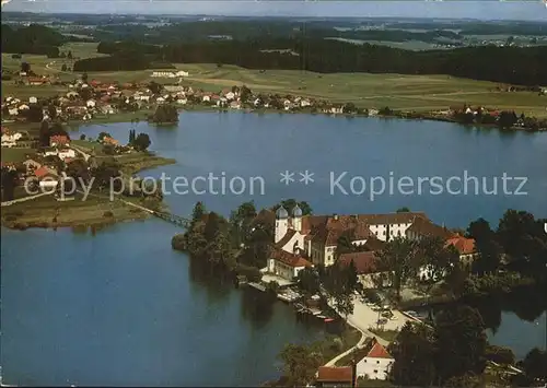 Seeon Seebruck Fliegeraufnahme Insel Schloss Hotel und Gaestehaus Sandau Kat. Seeon Seebruck