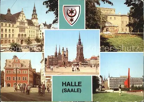 Halle Saale KosmosEisbar Schlossgarten Gaststaette TeichperleLenindenkmal Schloss und Dom Kat. Halle