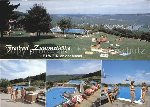 Leiwen Trier Saarburg Wald Hoehenfreibad Zummethoehe Liegewiese Panorama Moseltal Kat. Leiwen