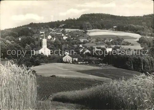 Crostau Ortsansicht mit Kirche Landschaftspanorama Oberlausitz Kat. Crostau