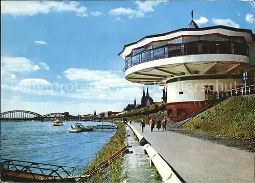 Koeln Rhein Restaurant Bastei am Rheinufer Blick zum Dom Kat. Koeln