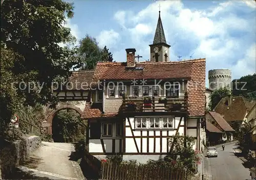 Lindenfels Odenwald Stadttor mit Blick zur Kirche Kat. Lindenfels