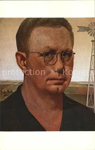 Kuenstlerkarte Grant Wood Self Portrait  Kat. Kuenstlerkarte