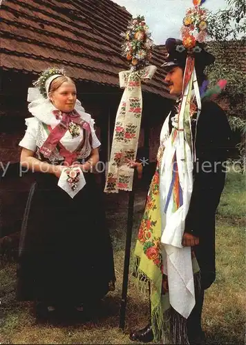 Trachten Sorbische Brautjungfer und Hochzeitsbitter   Kat. Trachten